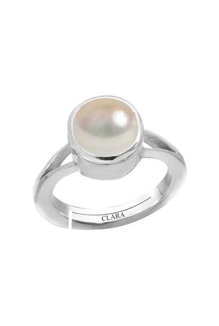 Rashi Ratna Silver Ring Real Pearl (Moti) for Moon Gem Birthstone Rata –  Karizma Jewels