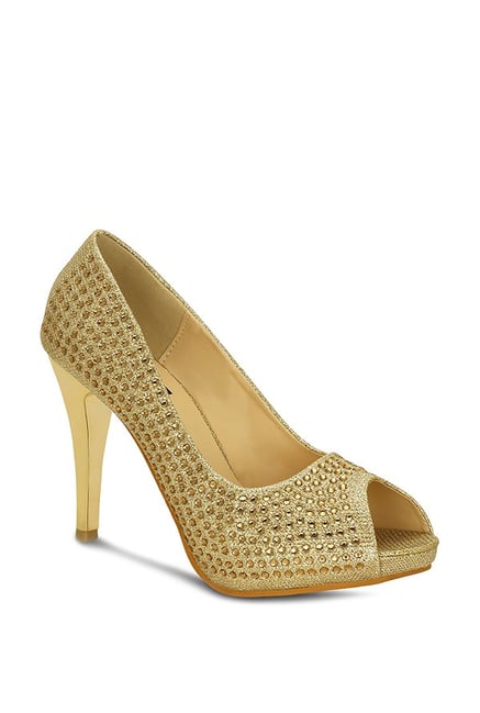 Buy Kielz Golden Peeptoe Stilettos for Women at Best Price Tata CLiQ