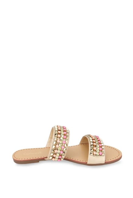 catwalk golden sandals