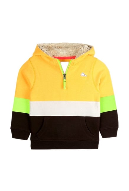 Cherry Crumble By Nitt Hyman Kids Yellow Brown Colorblock Hoodie From Cherry Crumble By Nitt Hyman At Best Prices On Tata Cliq