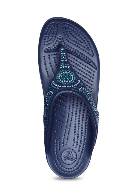 Crocs Sloane Embellished- Beaded Flip Flops Blue