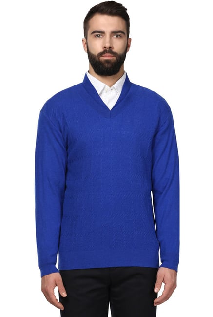 Buy Raymond Dark Blue Cotton Sweater for Men Online Tata CLiQ
