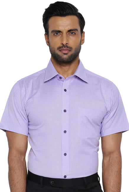Buy Raymond Lavender Short Sleeves Shirt For Men Online Tata Cliq
