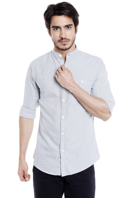 Buy Globus Green Slim Fit Striped Shirt Online at Best Prices | Tata CLiQ