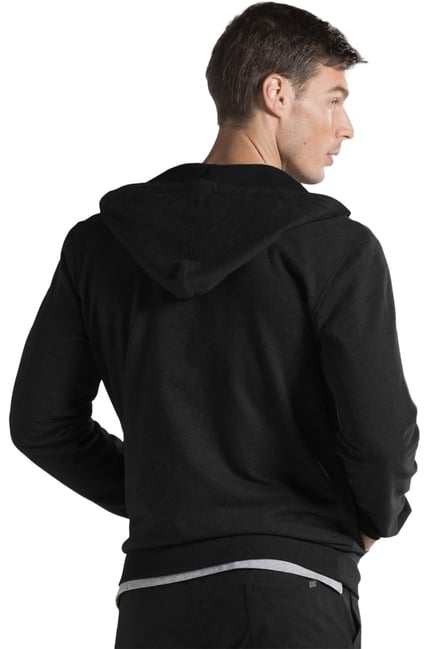 Jockey US91 Black Super Combed Cotton Rib Sweatshirt with Ribbed Cuffs Convenient Side Pocket