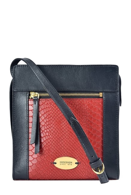 Hidesign Libra 03 Black Red Textured Leather Sling Bag