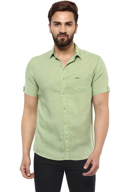 Mufti Green Half Sleeves Shirt