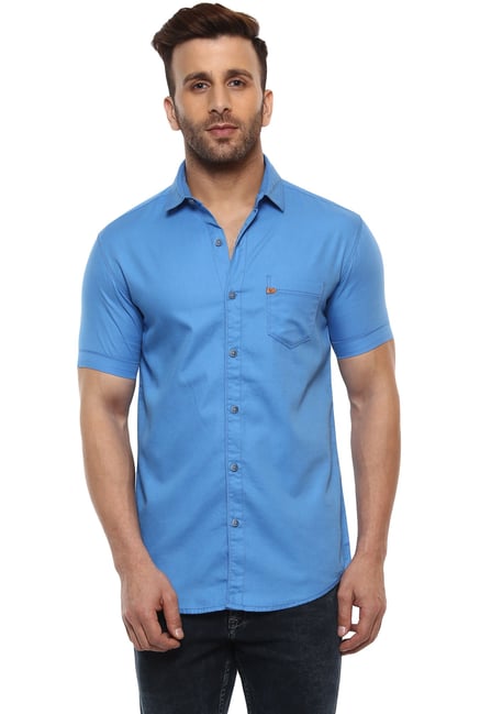 Buy Mufti Light Blue Half Sleeves Shirt for Men Online Tata CLiQ