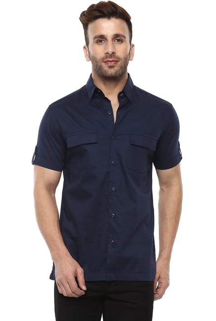 dark blue half sleeve shirt