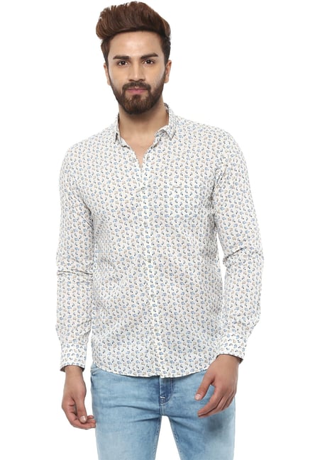 Buy Mufti White Full Sleeves Printed Shirt for Men Online Tata CLiQ