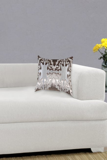 Buy Annasimona Grey Applique Cotton Twill Velvet Cushion Cover