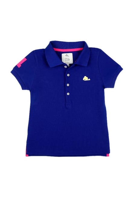 Cherry Crumble By Nitt Hyman Kids Blue Solid Polo T-Shirt