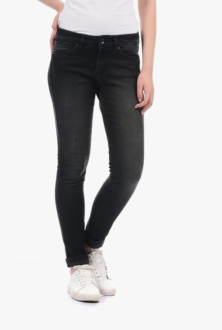 Pepe Jeans Black Lightly Washed Mid Rise Jeans