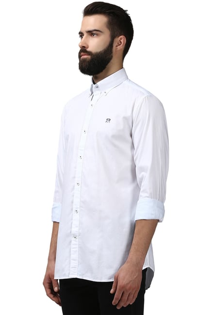 Buy Raymond White Button Down Collar Shirt for Men Online Tata CLiQ