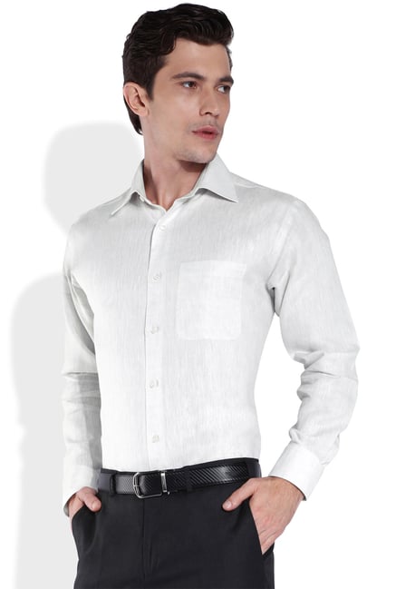 raymond white linen shirt