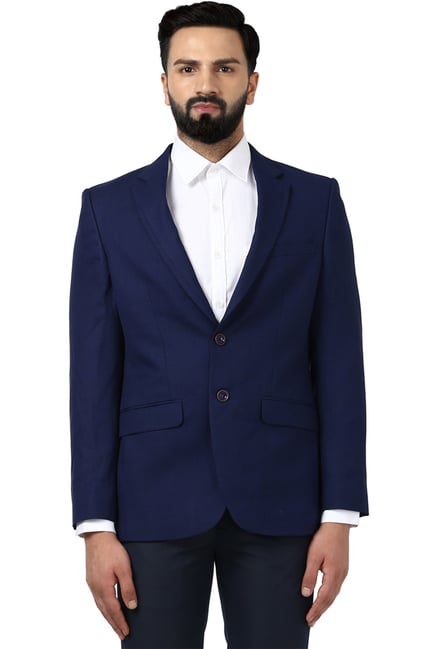Buy Raymond Dark Blue Full Sleeves Checks Blazer for Men Online @ Tata CLiQ