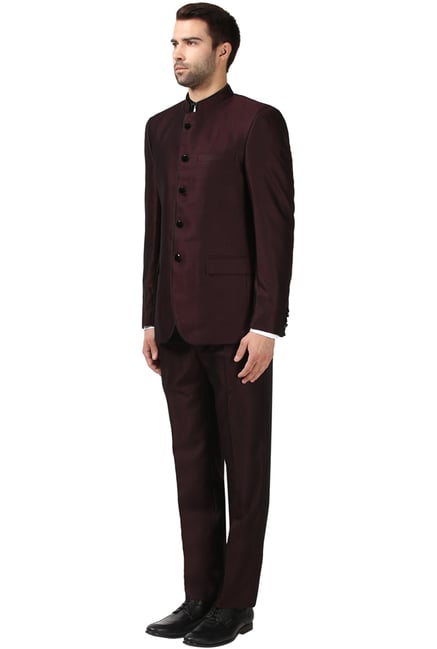 raymond coat pant wine colour