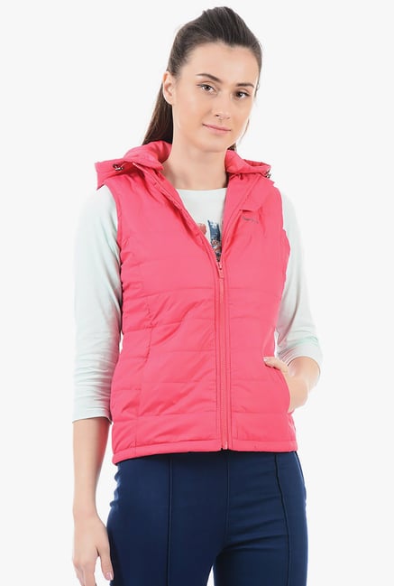 pink sleeveless hoodie