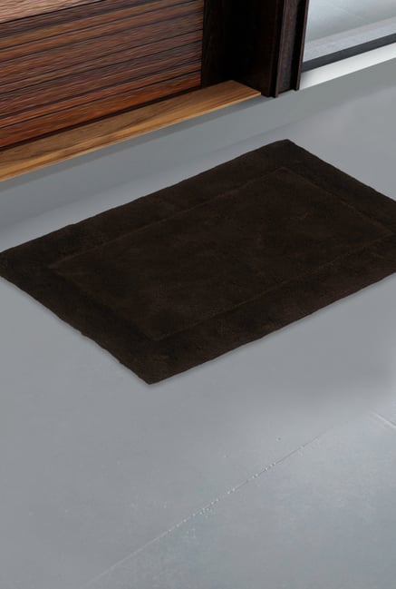 Buy Spaces Dark Brown Textured Cotton Wool Bath Mat Online At Best