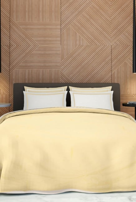 Buy Spaces Cream Solid Cotton Double Bed Comforter Online At Best