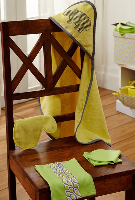 Maspar Yellow Printed Cotton Kids Towel Set