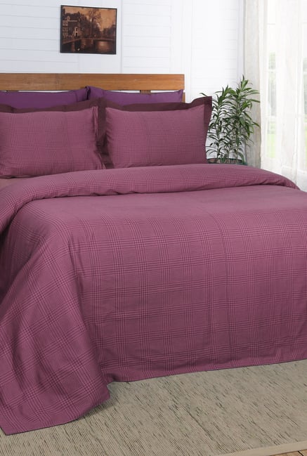 Buy Maspar Plum Houndstooth Cotton Duvet Cover With 2 Pillow