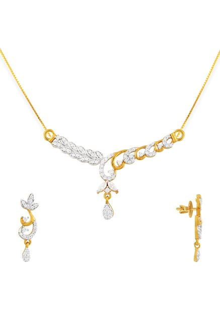 Buy P N Gadgil Jewellers Designer 22k Gold Necklace Earring Set