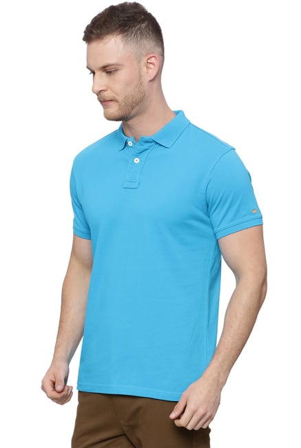 Buy Basics Aqua Blue Half Sleeves Polo T-shirt For Men Online @ Tata Cliq