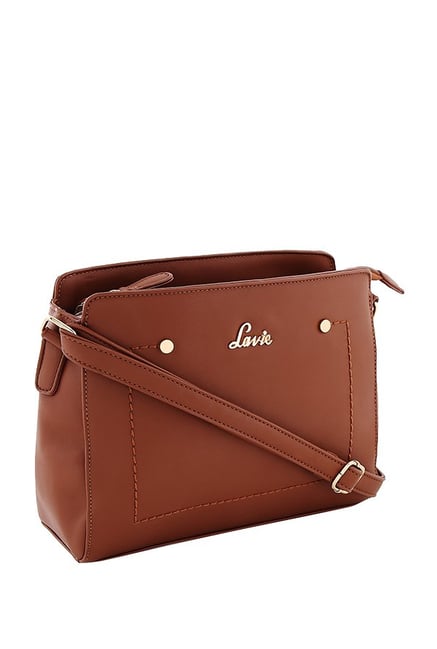 Lavie Jeffrey Dark Tan Stitched Sling Bag