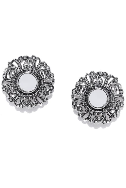 Infuzze Silver Alloy Oversized Stud Earrings For Women At Best Infuzze Silver Alloy Oversized Stud Earrings For Women At Best Price Tata Cliq