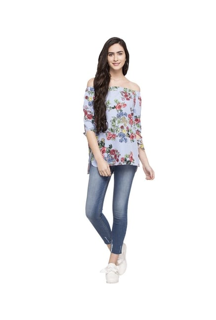 Buy Globus Blue Floral Print Top for 