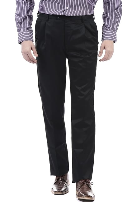 low waist black trousers
