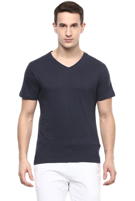 celio* Navy Short Sleeves Regular Fit Cotton T-shirt