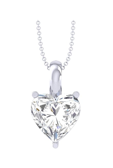 Buy Clara White Sterling Silver Heart CZ Pendant with Chain for