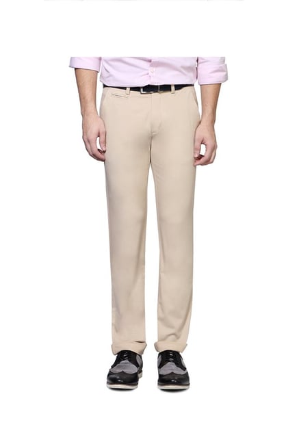 Peter England Beige Slim Fit Trousers