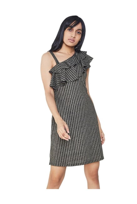 AND Black Striped Above Knee Dress