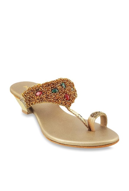 Buy Mochi Antique Gold Toe Ring Sandals 