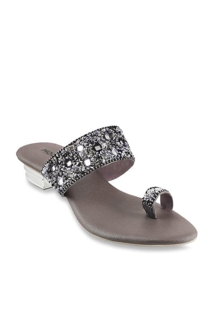 Mochi Women's Gun Metal Toe Ring Sandals Price in India