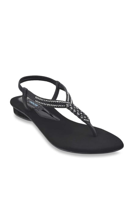 Mochi Black T-Strap Sandals