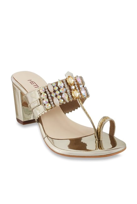 Buy Metro Champagne Gold Toe Ring Sandals for Women at Best Price