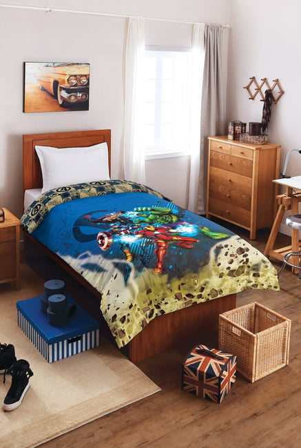 Buy Spaces Marvel Cotton Graphic Printed Single Kids Bed