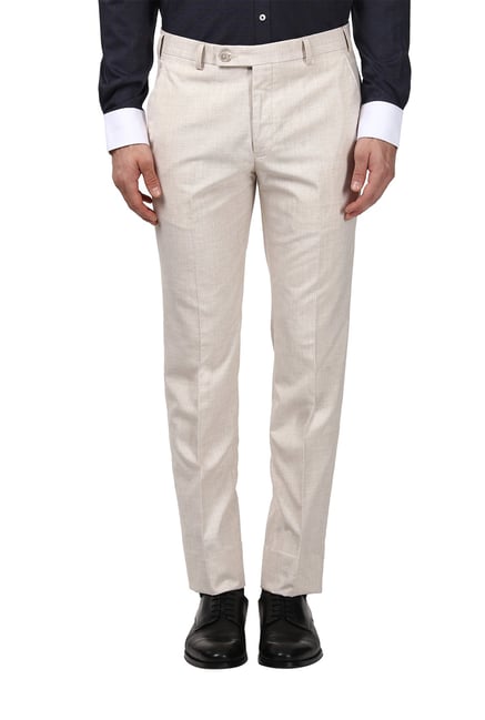 Buy Park Avenue Navy Textured Trousers for Women Online @ Tata CLiQ