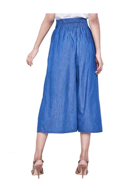 Buy AND Blue Regular Fit Wrap Culottes for Women Online @ Tata CLiQ