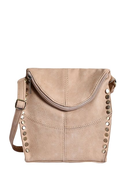 Buy Lino Perros Beige Riveted Sling Bag For Women At Best Price