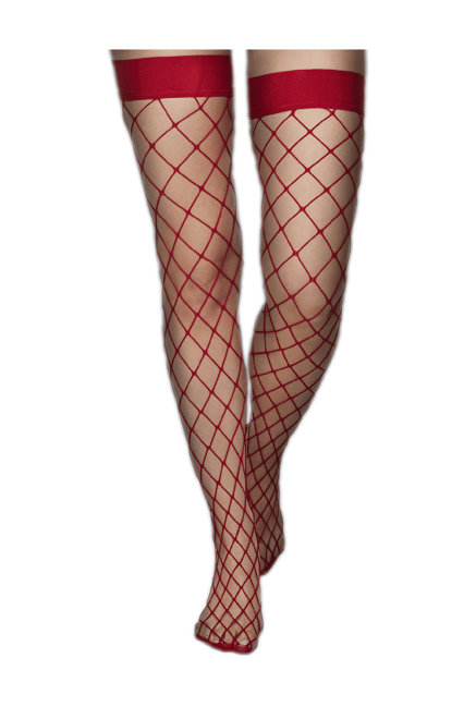 Womens Fishnet Stockings Red