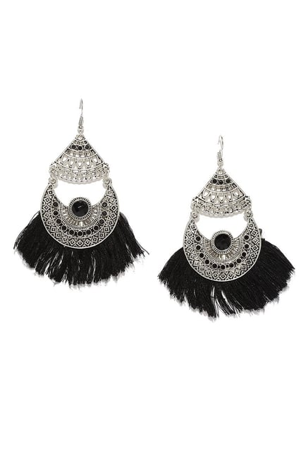 Rubans Black Metal Tel Dangler Earrings For Women At Best Rubans Black Metal Tel Dangler Earrings