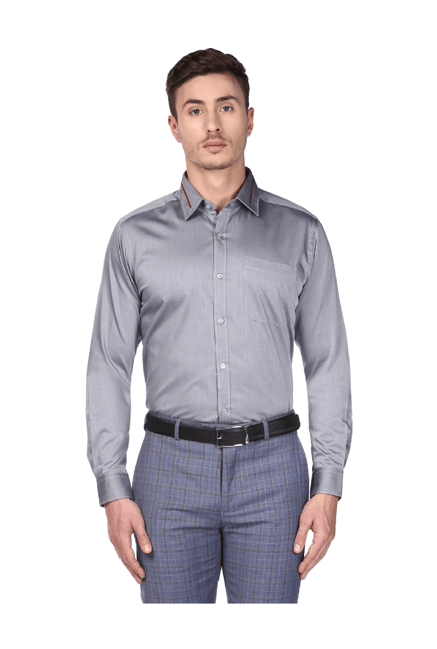 Buy Raymond Grey Slim Fit Cotton Shirt for Men Online Tata CLiQ