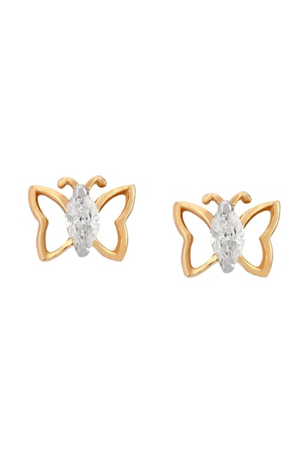 Butterfly Pattern Gold Hoop Earrings For Kids