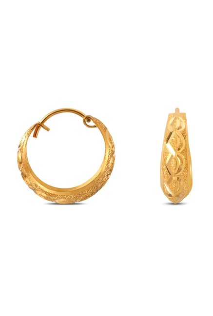 Mia by Tanishq 22 Karat Yellow Gold Dazzling Bold Hoop Earrings   Amazonin Fashion