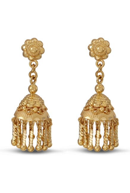 Tanishq Jhumkha 22k Gold Earrings Online At Best Price Tata Cliq Tanishq Jhumkha 22k Gold Earrings